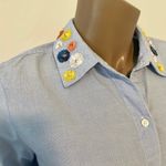 Lord & Taylor medium floral sequin collar belted shirt dress D1 1930 Blue Photo 12