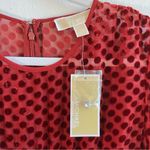 Michael Kors MICHAEL  Dress Deep Red Long Sleeves Swiss Dot Lined Dress Sz 10 NWT Photo 4