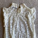 The Limited Off white sheer polka dot ruffled & pleated blouse Photo 4