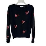 White + Warren Cashmere Graffiti Heart Sweater Black Size S Photo 2