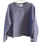 J.Crew  reversible crewneck sweatshirt quilted boxy lavender navy blue Medium NWT Photo 0