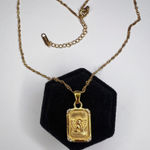 Angel engraved charm gold necklace Photo 0