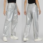 American Eagle Women’s Super High Rise Baggy Straight Jeans Silver Metallic 000P Photo 1