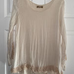 Carla Conti Womens Small Long Sleeve Etherial Top Small Made in Italy Tan Photo 0