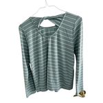 Pink Clover ‎ Green & White Striped Long Sleeve Twist-Back Top Women’s M Photo 3