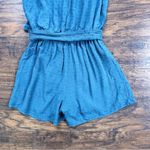 Loft • Petite Clip Dot Romper teal tie waist shorts swiss dot summer Photo 11
