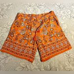 J. JILL Zinnia Orange Floral Tie Waist Boho Wide Leg Shorts Women’s Small💛 Photo 2