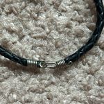 Vintage silver/black leather wire marble bracelet one‎ size measurements shown Black Photo 5