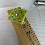 Vintage 60’s 70’s mod line green rhinestones clip style Photo 3