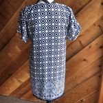 Anthropologie Hutch  Geometric Navy White Pom Shift Dress Small Photo 4