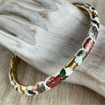 VTG White Enamel Gold Tone Cloisonné Butterfly Bangle Bracelet Photo 0