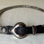 Vintage Nanni Italy Mesh Chain & Leather Belt w/ Paris Osmeco Buckle 95/38 Black Photo 0