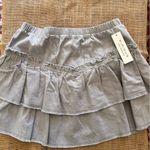 Denim Tiered Mini Skirt NWT w ruffled layers Chambray denim to light blue gray Size M Photo 4