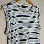 Veronica Beard  Blue Stripe Marine Muscle Tank Top Pima Cotton Casual Small Photo 3