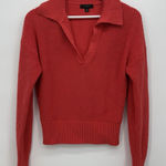 J.Crew Coral Cotton V Neckline Collared Knit Sweater Size XS Photo 0