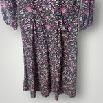 J. McLaughlin Annabelle Black Pink Floral Midi Shirt Dress 3/4 Sleeve Small Photo 7