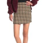 Elodie  | Medium | Houndstooth Wool Blend Tan and Black Lined Mini Skirt Photo 0