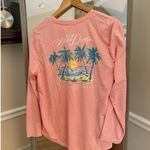 Lauren James Womens Shirt M Peach Long Sleeve Aloha Darlin Palm Tree Vacation C7 Photo 0