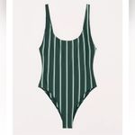 ZARA NWT  Green Striped Bathing Suit One Piece - Size Large Photo 2