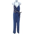 Rag and Bone  Womens Spaghetti Strap V‎ Neck Striped Silk Jumpsuit Blue Size 2 Photo 4