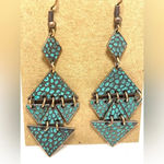 NEW! Geometric Antiqued Copper Earrings with Patina Finish. Photo 2