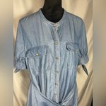 Michael Kors  Women's Chambray Wrap Around Denim Button Front Shirt Dress Sz XL Photo 3