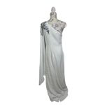 Tadashi Shoji  Columba‎ One Shoulder Gown Sequins Leaf Detail Formal Wear Size 10 Photo 2
