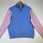Vineyard Vines Womens Sweater Cotton 1/4 Zip Blue Pink Colorblock Pullover Top Photo 0