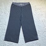 Chico's Chico’s Wide Leg Cropped Sweater Pants Sz 2 L 12 Navy Blue Striped Knit Capsule Photo 3