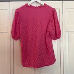 Pretty Garden pink cotton eyelet puff sleeve blouse large Photo 5