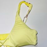 BCBGeneration Pastel Yellow Floral Print Tie Front Scoop Bikini Top Photo 4