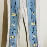 Alice + Olivia Sailboat Lighthouse Embroidered Flare Pants 10 Nautical Coastal Photo 0