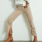 PacSun  Low Rise Straight Leg Jeans Chevron Print Brown Split Hem Women’s Size 24 Photo 0