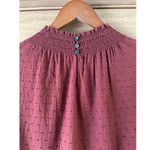 Madewell Burgundy Sheer-Sleeve Mockneck Blouse in Clip Dot Women’s size Medium Photo 6