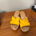 Born Zefira Wedge Sandal Heel Slip On Cork‎ Patent Leather Yellow Open Toe 8 Photo 1