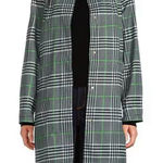 Kate Spade NWT  Plaid Point Collar Hooded Snap A-Line Raincoat - Sz M MSRP $300 Photo 0