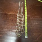 Crystal Cream Light Brown & Clear Mid Century Modern Style Multi Strand Necklace Tan Photo 8