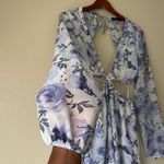 White Fox Boutique White Fox French Riviera Blue Floral Cutout Mini Dress Size Medium Photo 4