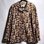 CJ Banks Brown Corduroy Jacket Leaf Print Womens 3X Buttons Artsy Leaves Boho Size undefined Photo 0