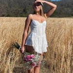 Sky to Moon Shades of Love Bustier Eyelet Mini Dress Bodysuit White Size S NWT Photo 1