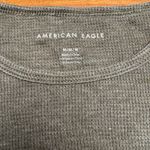 American Eagle  Outfitters Olive Green Waffle Knit Lettuce Hem Crop Top Women's M Photo 1