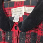 Karin Stevens Vintage Red Black Plaid Maxi Dress Velvet Collar Button Front 14 Photo 4