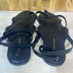 Anthropologie  Black Leather Thong Flat Sandal Ankle Wrap 9 Photo 7