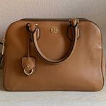 Tory Burch Robinson Pebbled Triple Zip Satchel Tigers Eye Photo 13