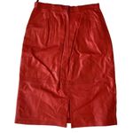 Genuine Leather Pencil Skirt Red Size 10 Photo 3