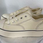 Butter Yellow Cream Distressed Canvas Platform Lace Up Sneaker 10.5 / EU 41 Photo 2