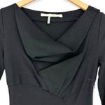 Schumacher | DESIGNER | Small | Draped Neck Asymmetrical 3/4 Sleeve Sheath Dress Black Photo 1