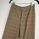 Brandy Melville  Straight Leg Plaid Print Pants High Rise Tan Red Black Preppy Photo 5