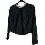 Lulumari long-sleeved beaded collar top in black Size small Women's Top Photo 0