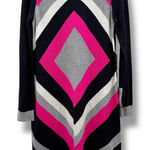 Eliza J NWT Geometric Sweater Dress Pink Gray Long Sleeve Women’s Size Medium Photo 0